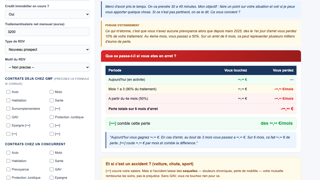 Tableau simulateur de perte salariale en cas d'arrêt de travail