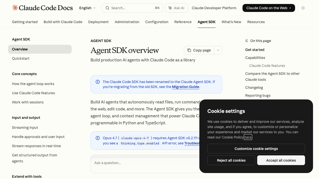 Documentation officielle du Claude Agent SDK d'Anthropic