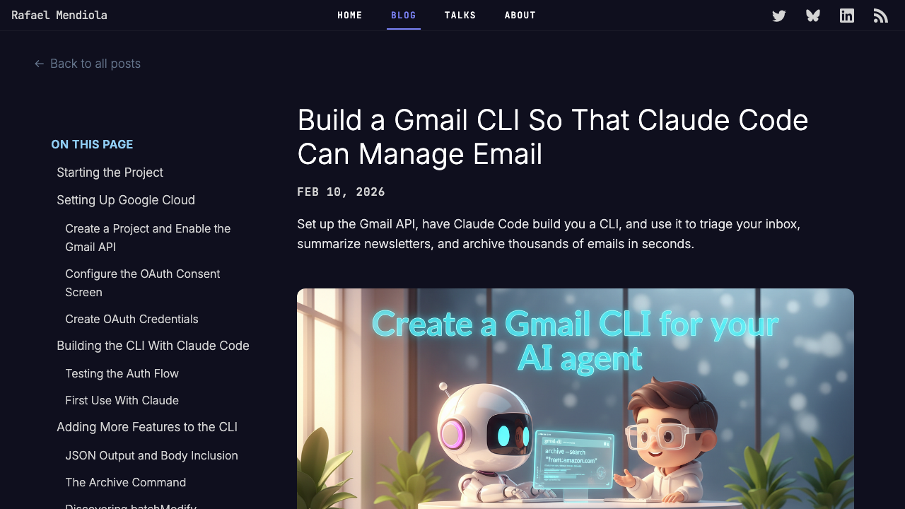 Article retour d'expérience de raf.dev sur l'utilisation de Claude Code en CLI pour nettoyer 15 000 mails Gmail